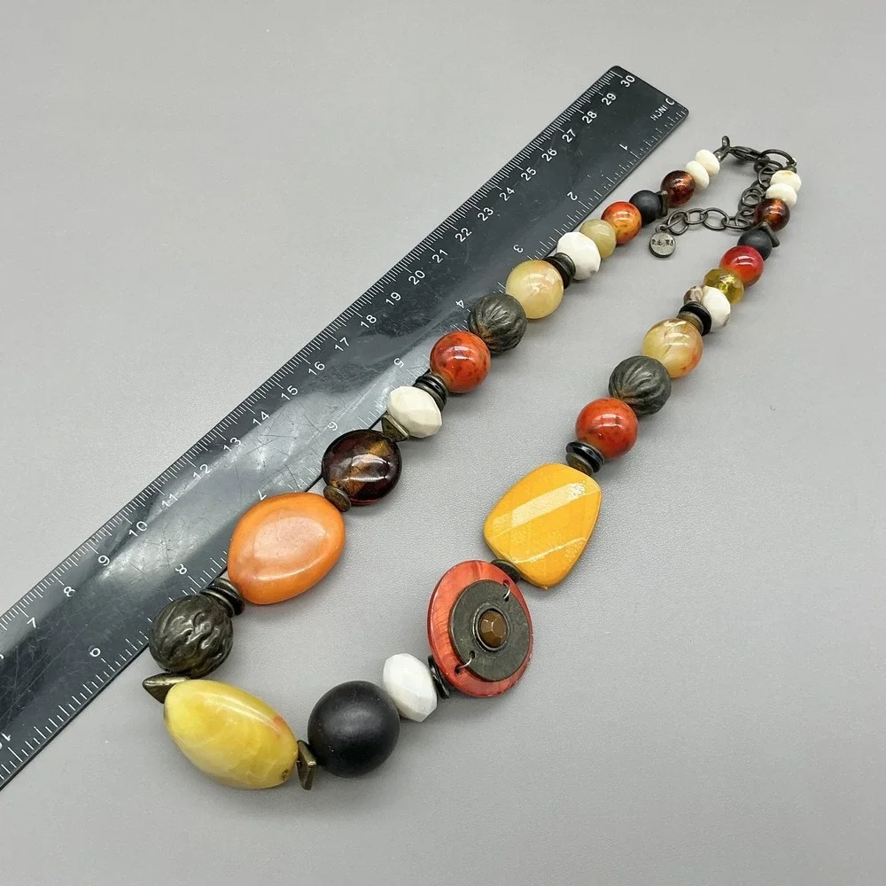 Necklace Chunky Beaded Multicolor Resin Statement Lobster Clasp Adjustable Boho